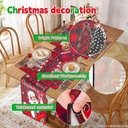 Vuao Camino de mesa 185 cm y individuales de Navidad, funda para botella de vino 6 piezas, material de lino, cuadros negros