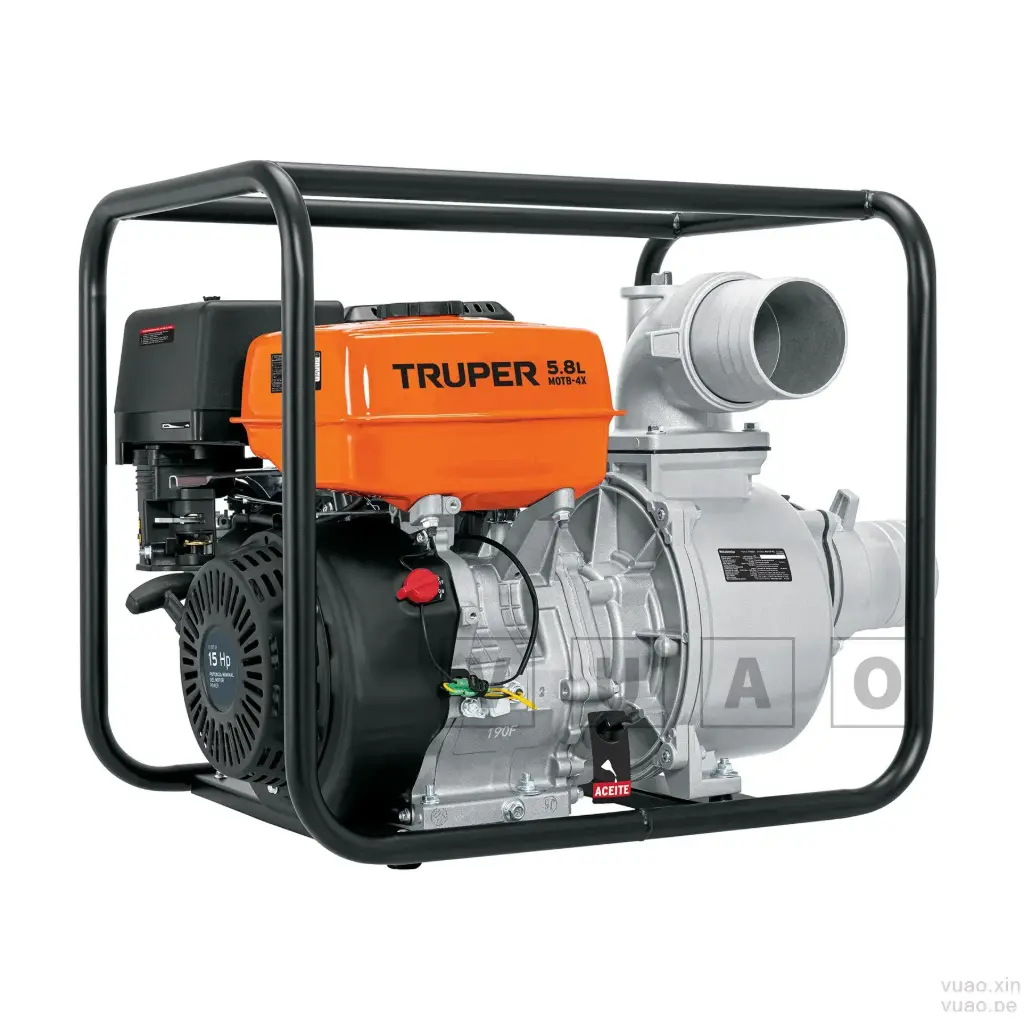Motobomba autocebante 4"x4", gasolina 15HP, agrícola MOTB-4X, TRUPER